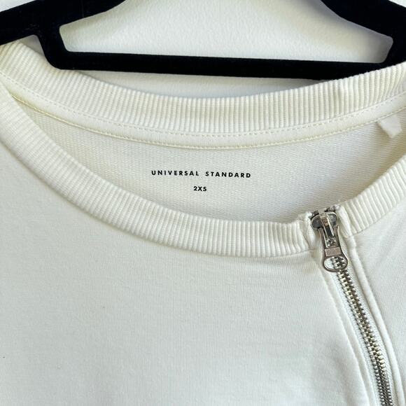 Universal Standard Off White Zip Down Medium Crew Neck Sweater Pullover 2XS - Picture 5 of 7